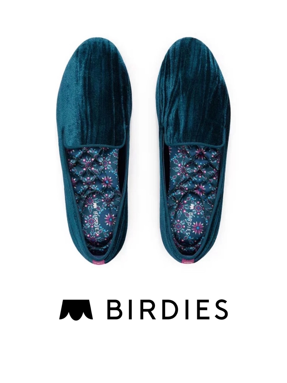 Birdies Starling Deep Teal Velvet Slip-Ons